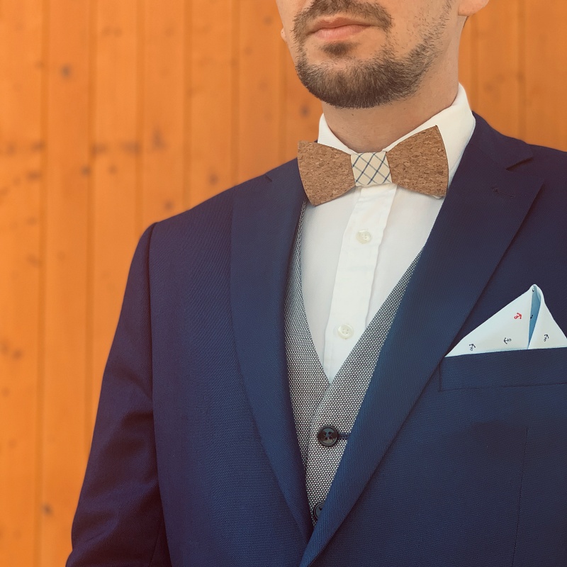 Pánský motýlek Korek Klasik Blue stripe 
