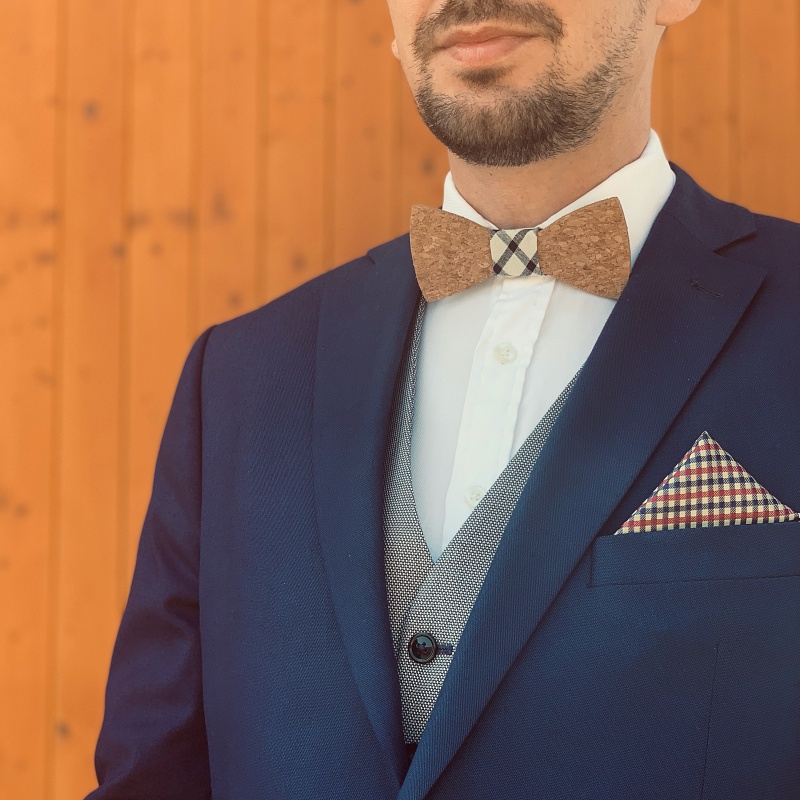 Pánský motýlek Korek Klasik Black check