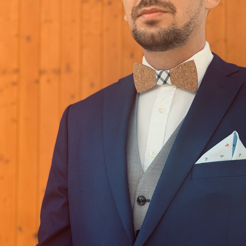 Pánský motýlek Korek Klasik Blue check 