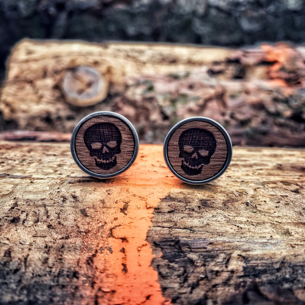 Dřevěné manžetové knoflíčky Lebka I. 
