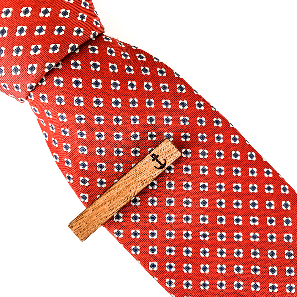 Dřevěný set - spona na kravatu a manžetové knoflíčky Wood Kotva 