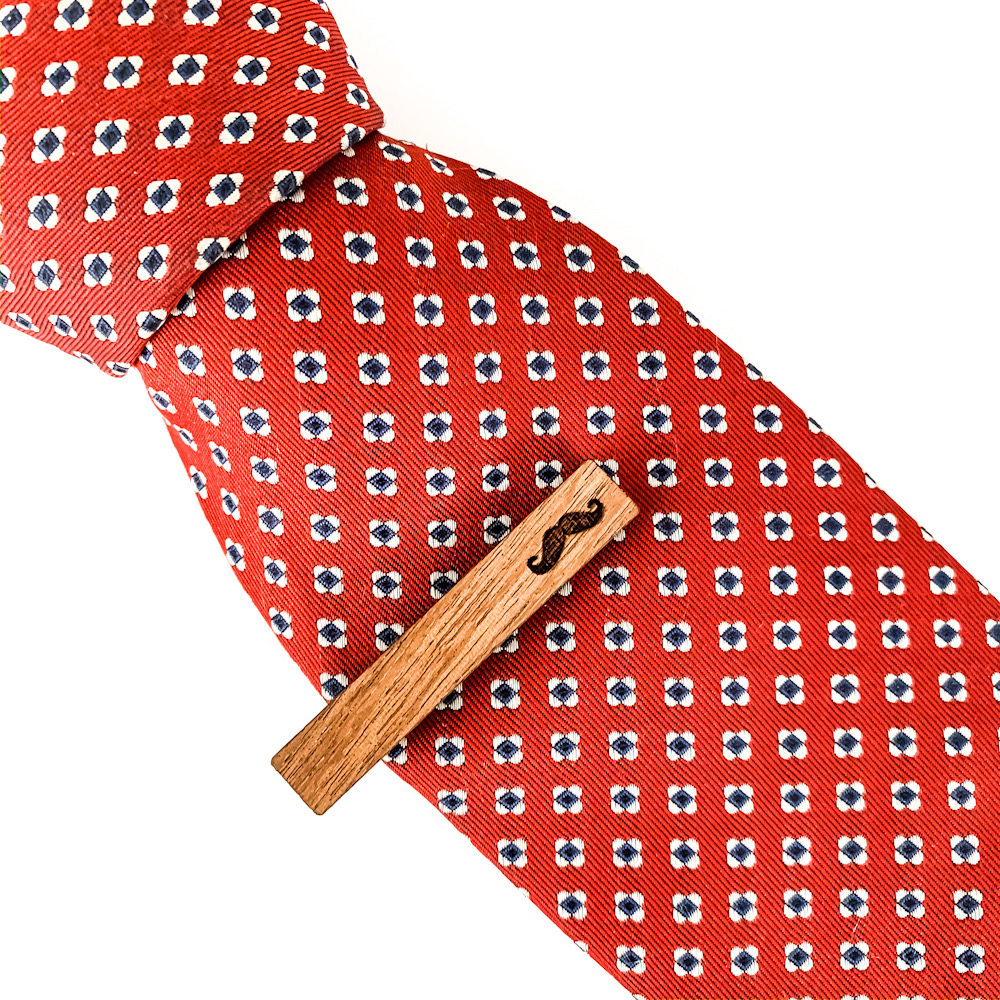 Dřevěný set - spona na kravatu a manžetové knoflíčky Wood Knír 