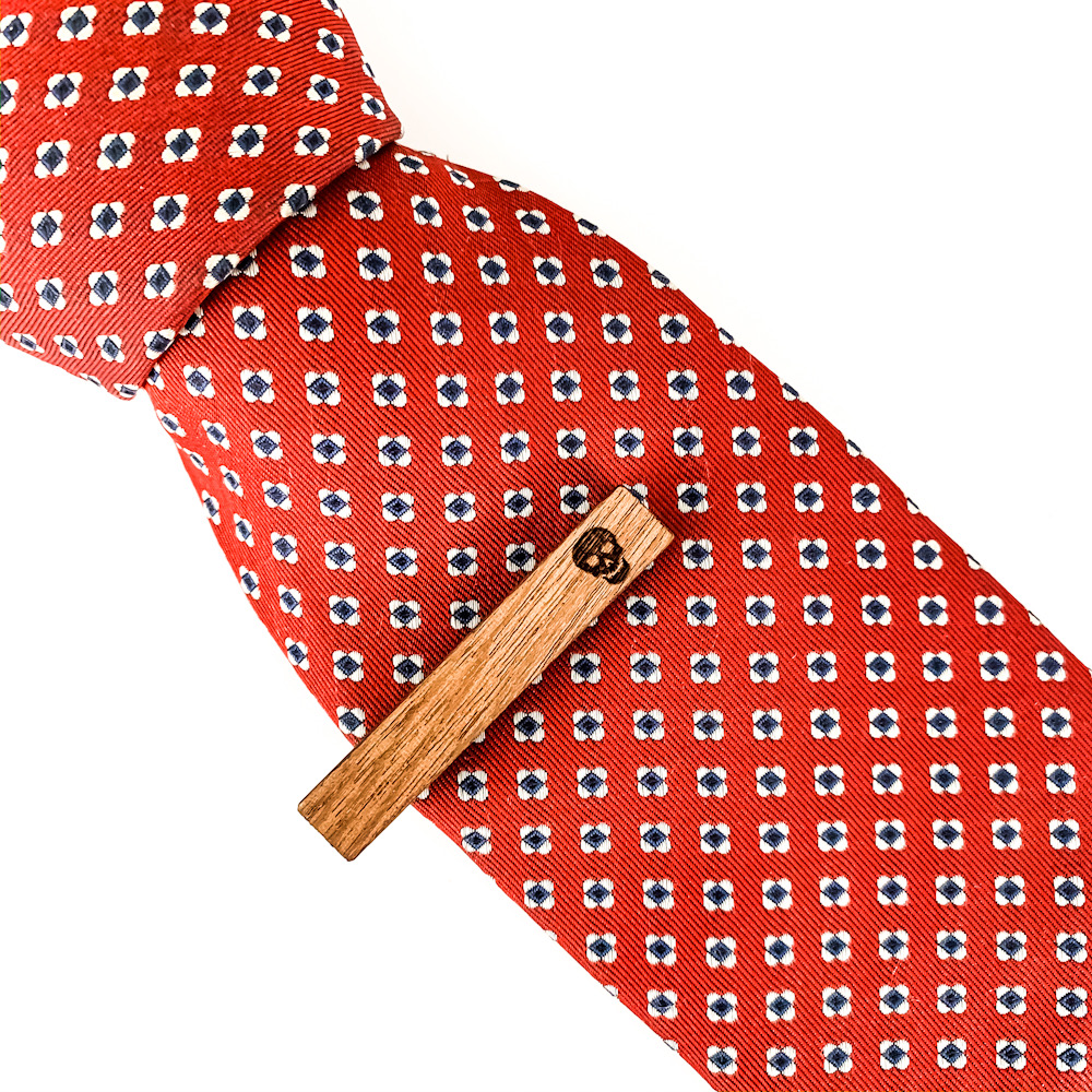 Dřevěný set - spona na kravatu a manžetové knoflíčky Wood Lebka 