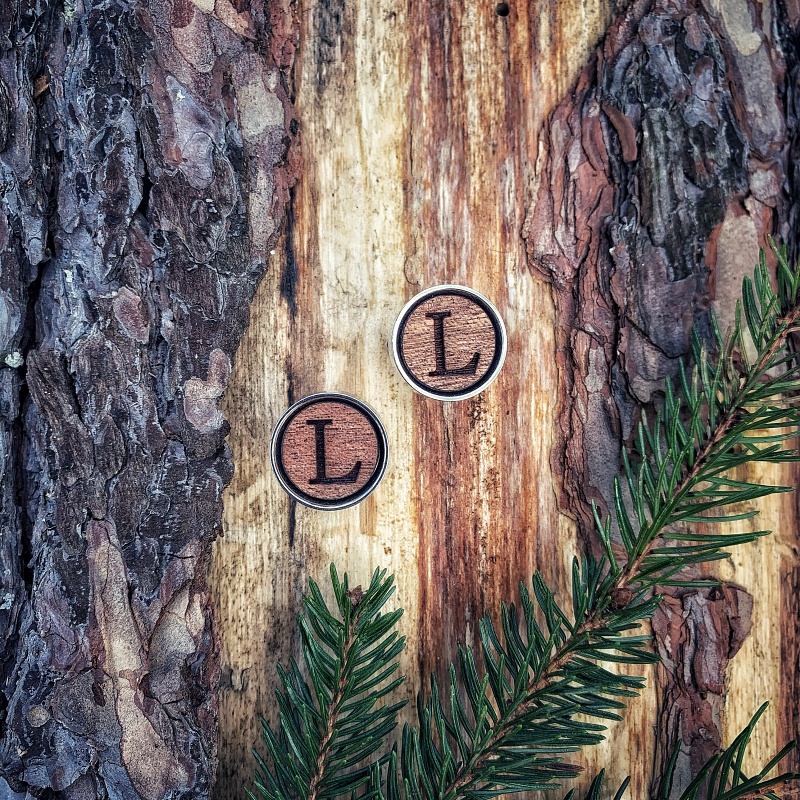 Dřevěné manžetové knoflíčky Wood Iniciál L