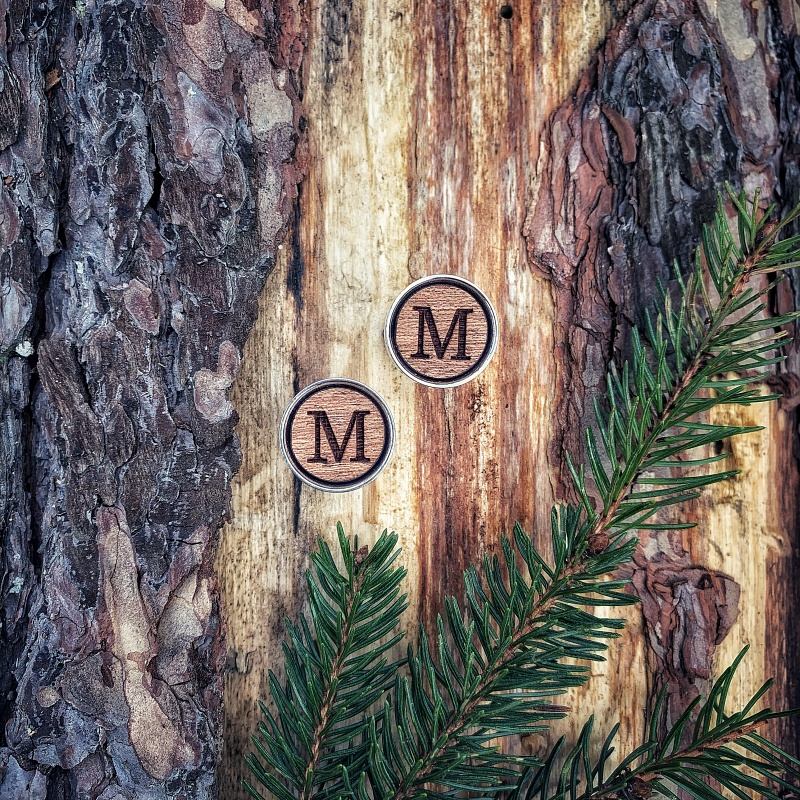 Dřevěné manžetové knoflíčky Wood Iniciál M