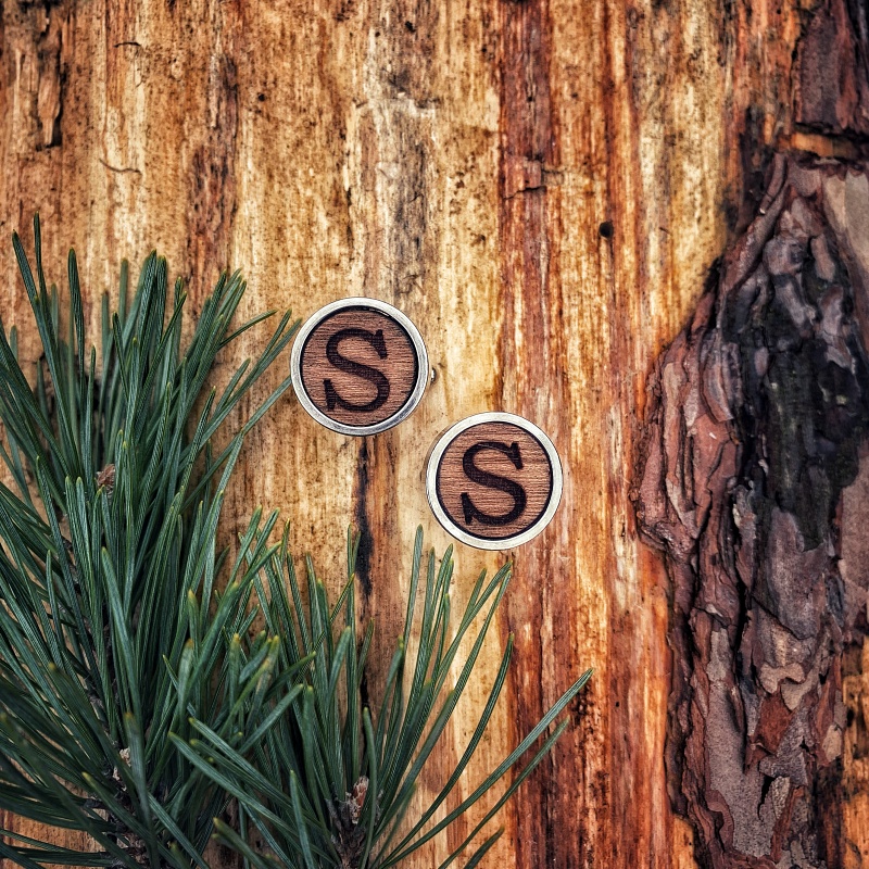 Dřevěné manžetové knoflíčky Wood Iniciál S