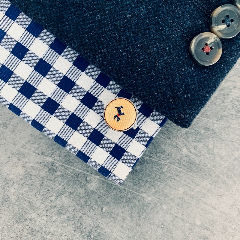 Žlutý set - motýlek + kapesník + manžetové knoflíčky Pes