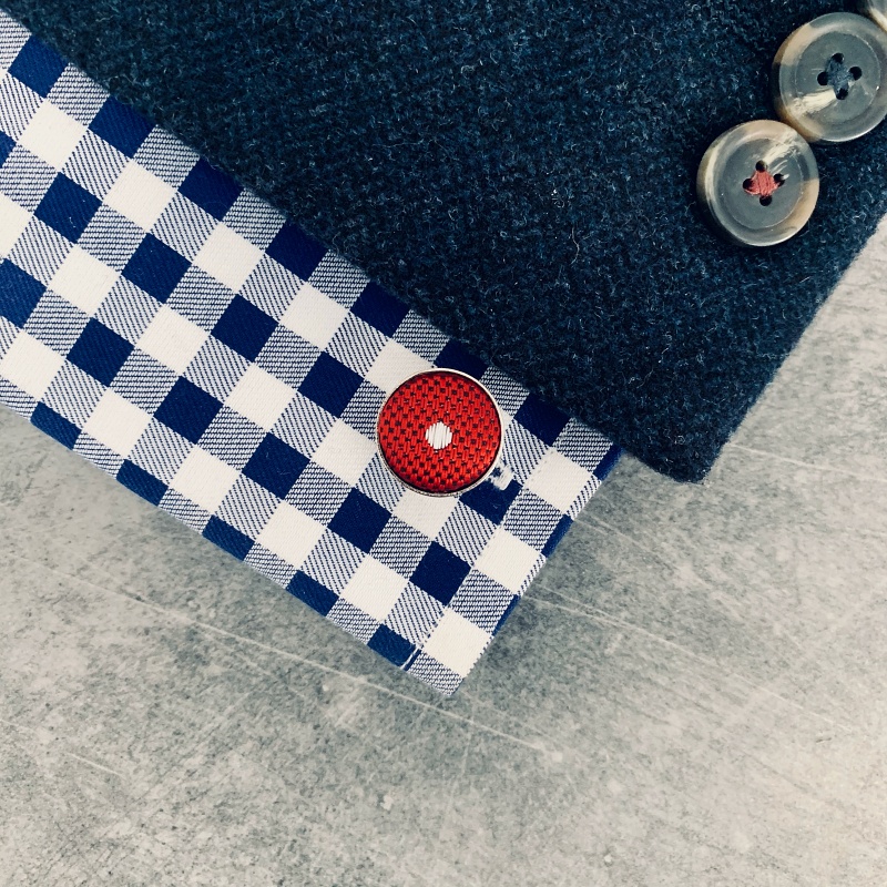 Červený set - motýlek + kapesník + manžetové knoflíčky Puntík 