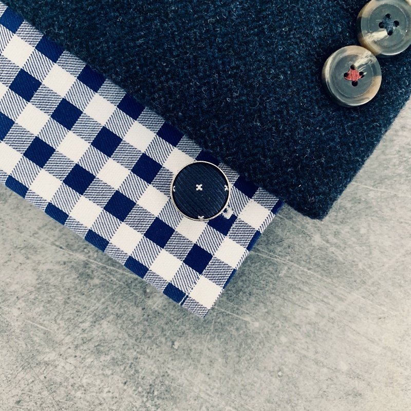 Modrý set - motýlek + kapesník + manžetové knoflíčky Hvězdičky 