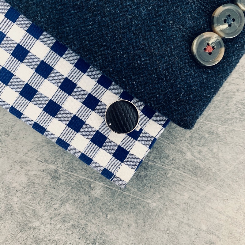 Černý set - motýlek + kapesník + manžetové knoflíčky Tečky 