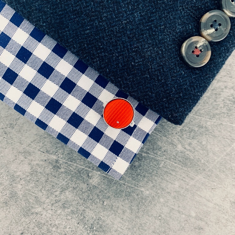 Červený set - motýlek + kapesník + manžetové knoflíčky Tečky 