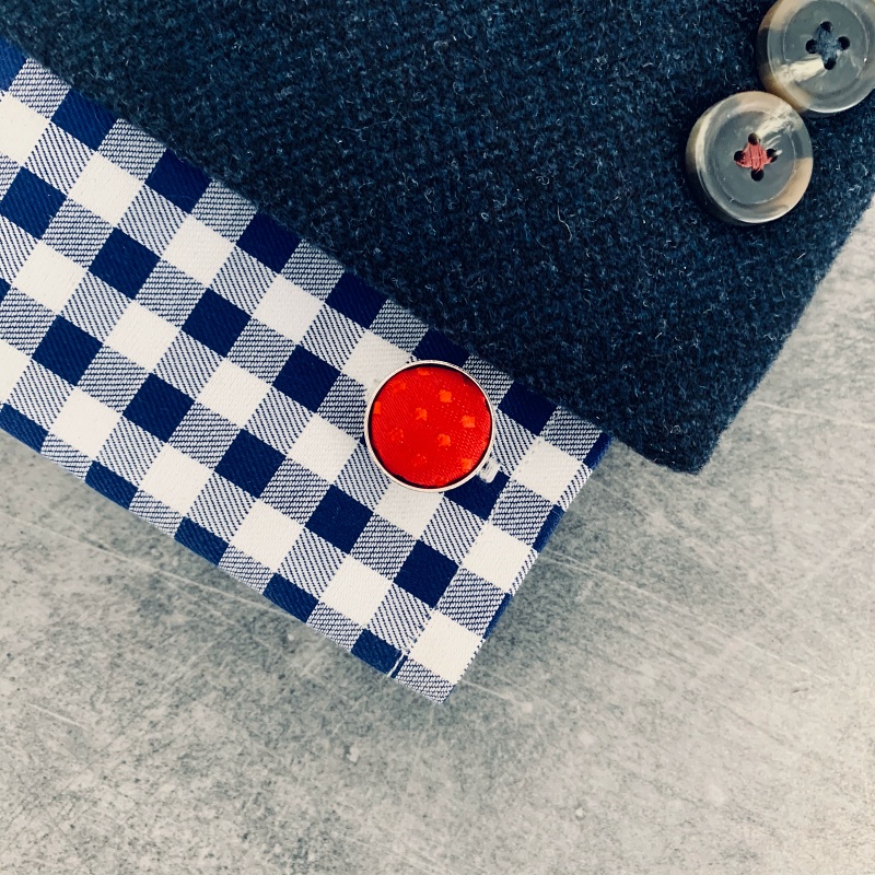 Červený set - motýlek + kapesník + manžetové knoflíčky Dots 