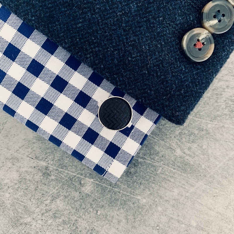 Černý set - motýlek + kapesník + manžetové knoflíčky Vlny 