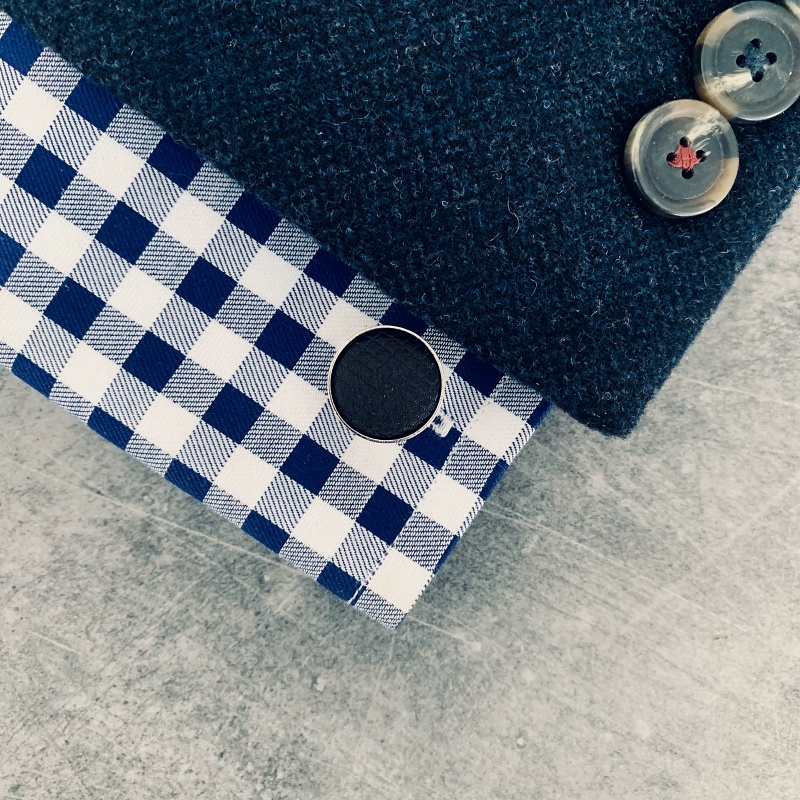 Černý set - motýlek + kapesník + manžetové knoflíčky Plaid 