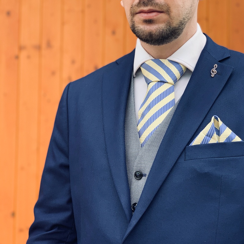 Brož Houslový klíč modrý 