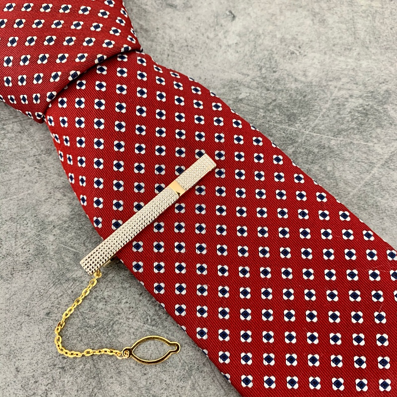 Zlatý set - spona na kravatu + manžetové knoflíčky Fashion Geo 