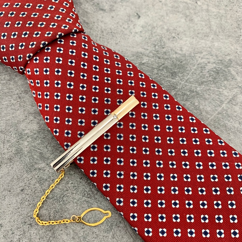 Zlatý set - spona na kravatu + manžetové knoflíčky Crystal Four