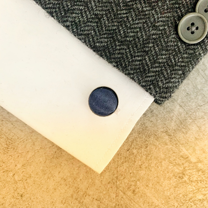 Tmavě modrý set - motýlek + kapesník + manžetové knoflíčky Color 