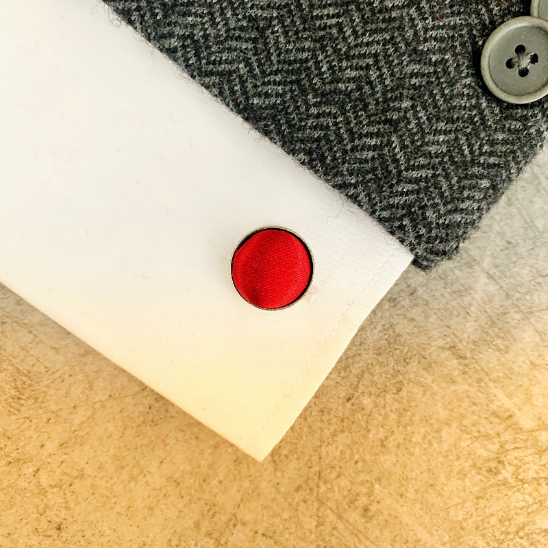 Rudý set - motýlek + kapesník + manžetové knoflíčky Color 