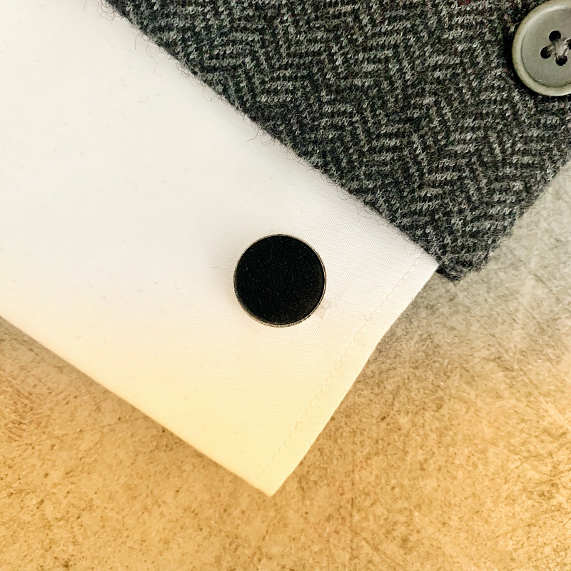 Černý set - motýlek + kapesník + manžetové knoflíčky Semiš 