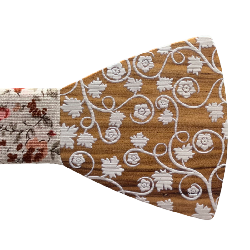 Dřevěný pánský motýlek Flower Růže 