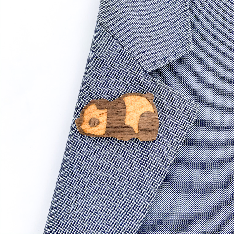 Dřevěná brož Panda 