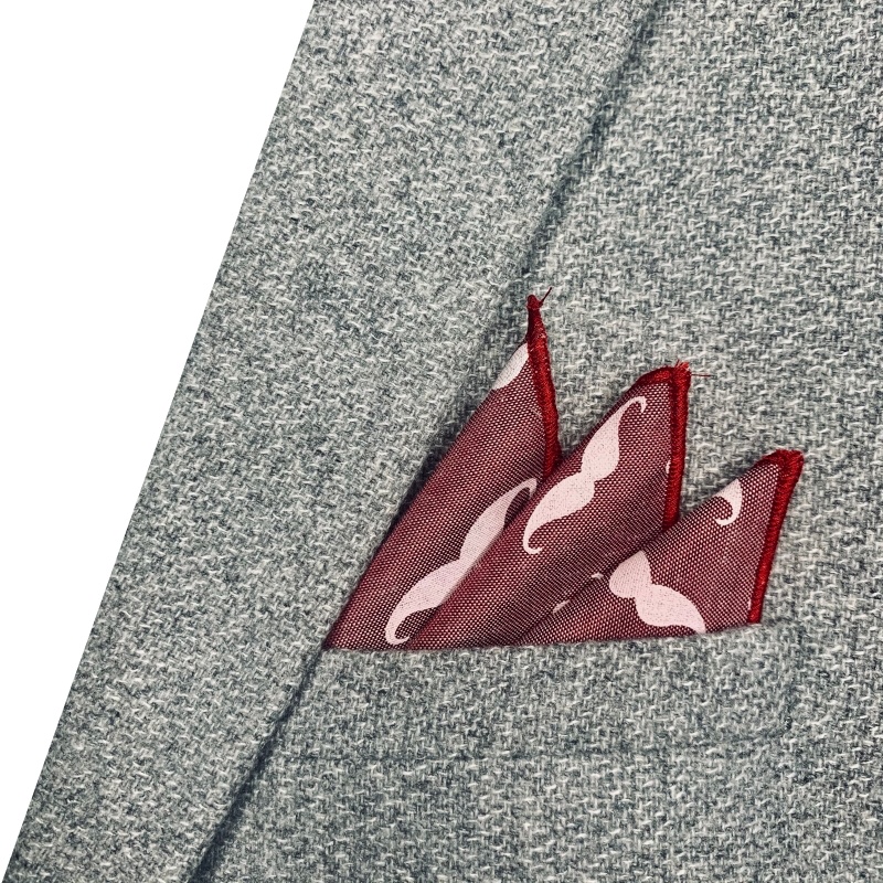 Červený set motýlek a kapesník Knír 