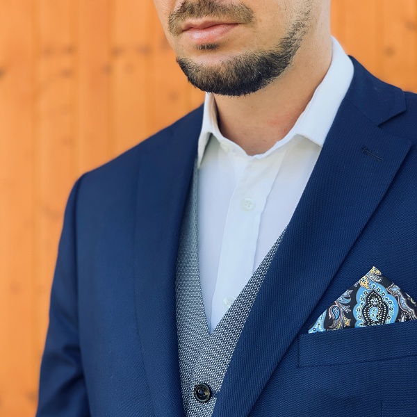 Černý kapesník do saka Paisley 