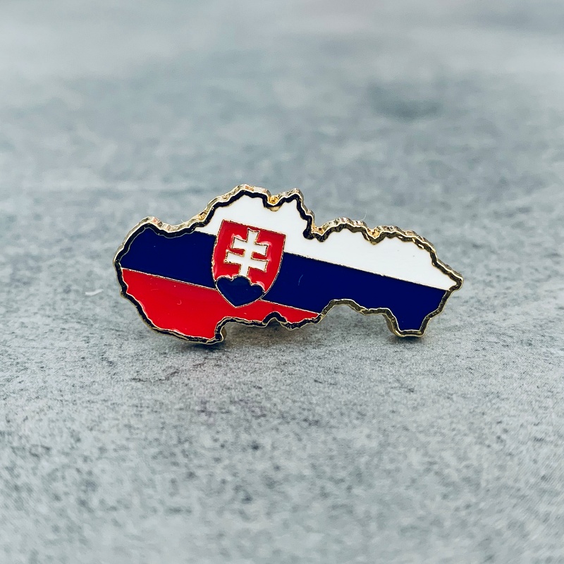 Zlatá brož Mapa Slovenská republika se znakem  