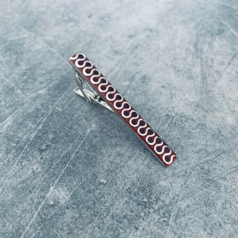 Stříbrno - hnědá spona na kravatu Snake