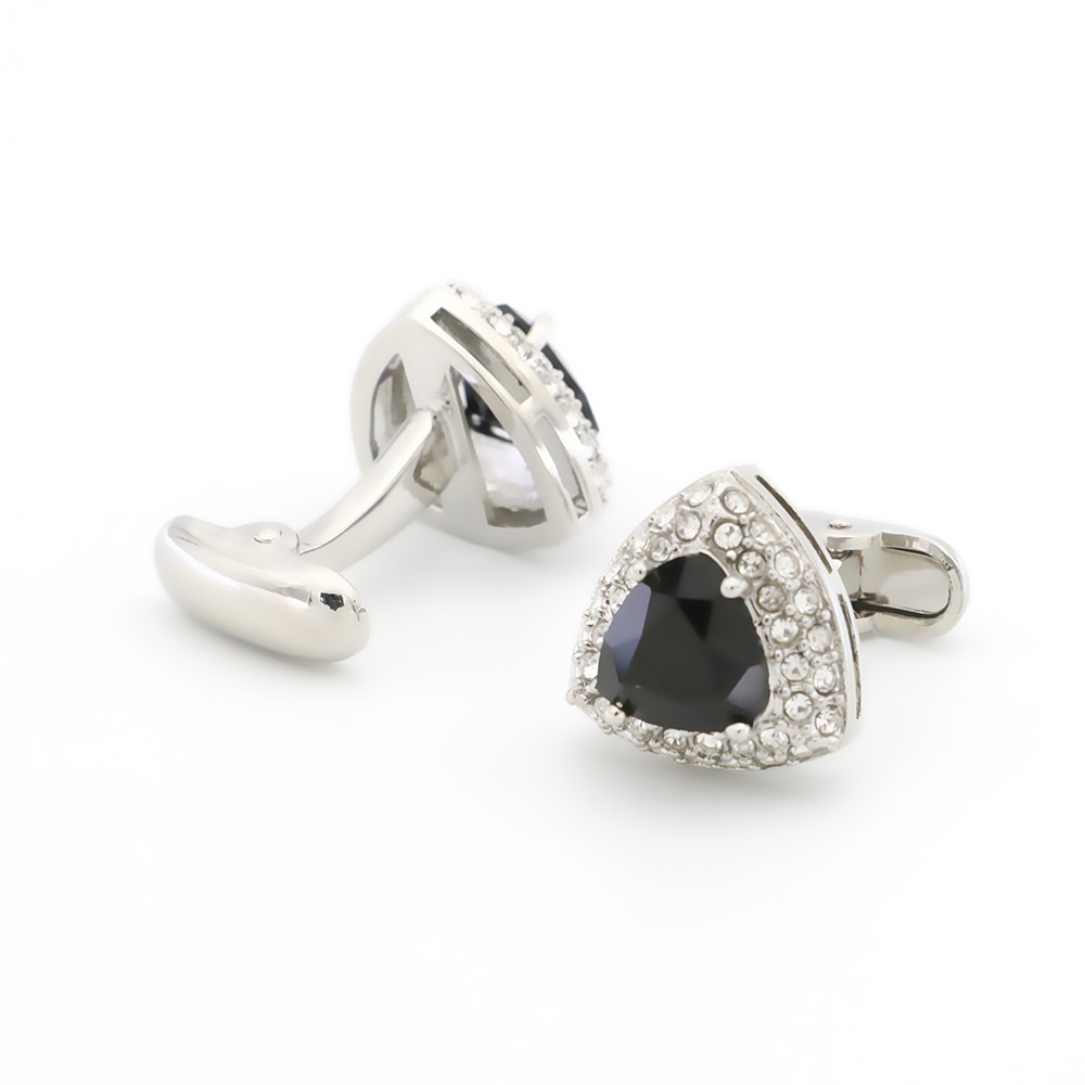 Manžetové knoflíčky Trojúhelník černý krystal 