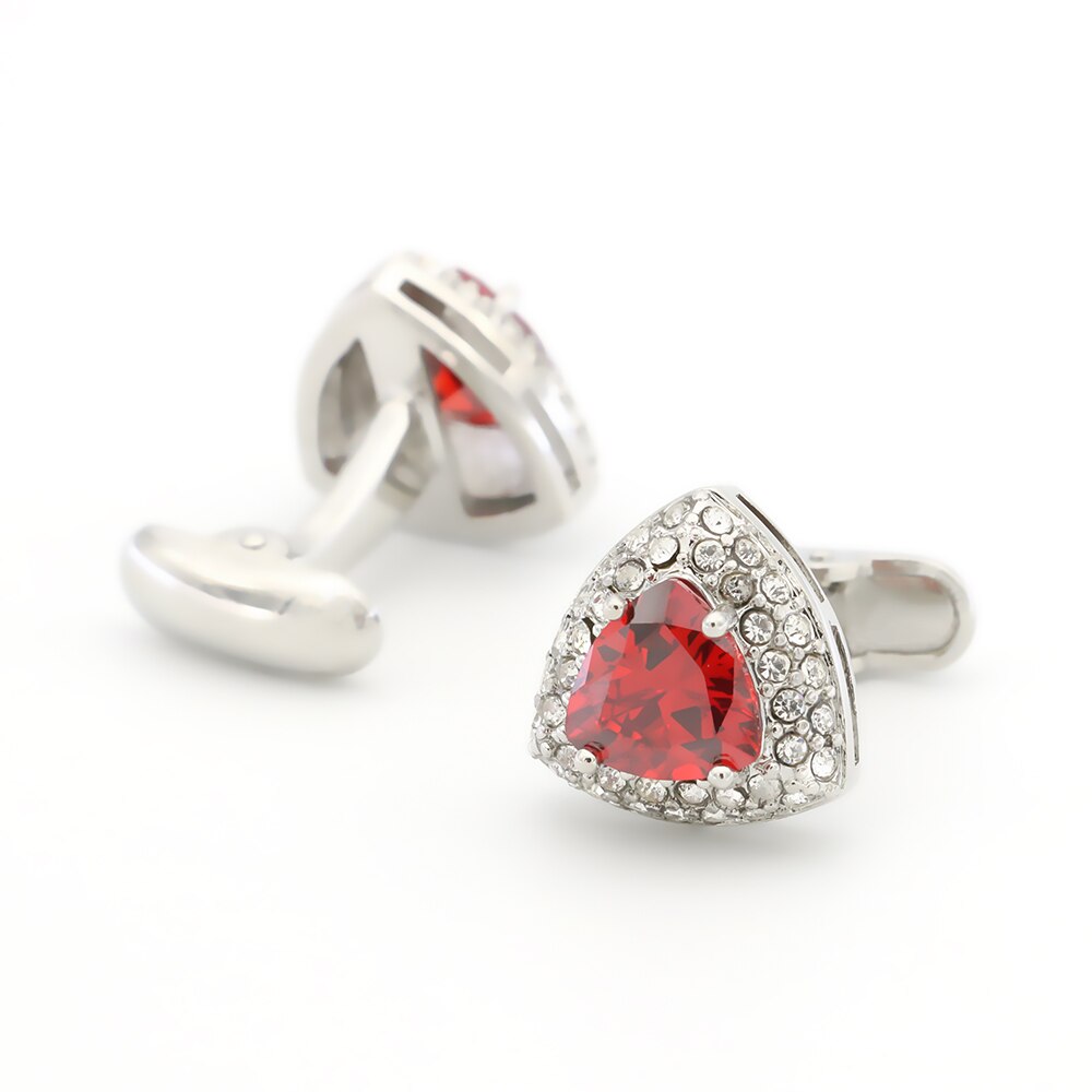 Manžetové knoflíčky Trojúhelník červený krystal 