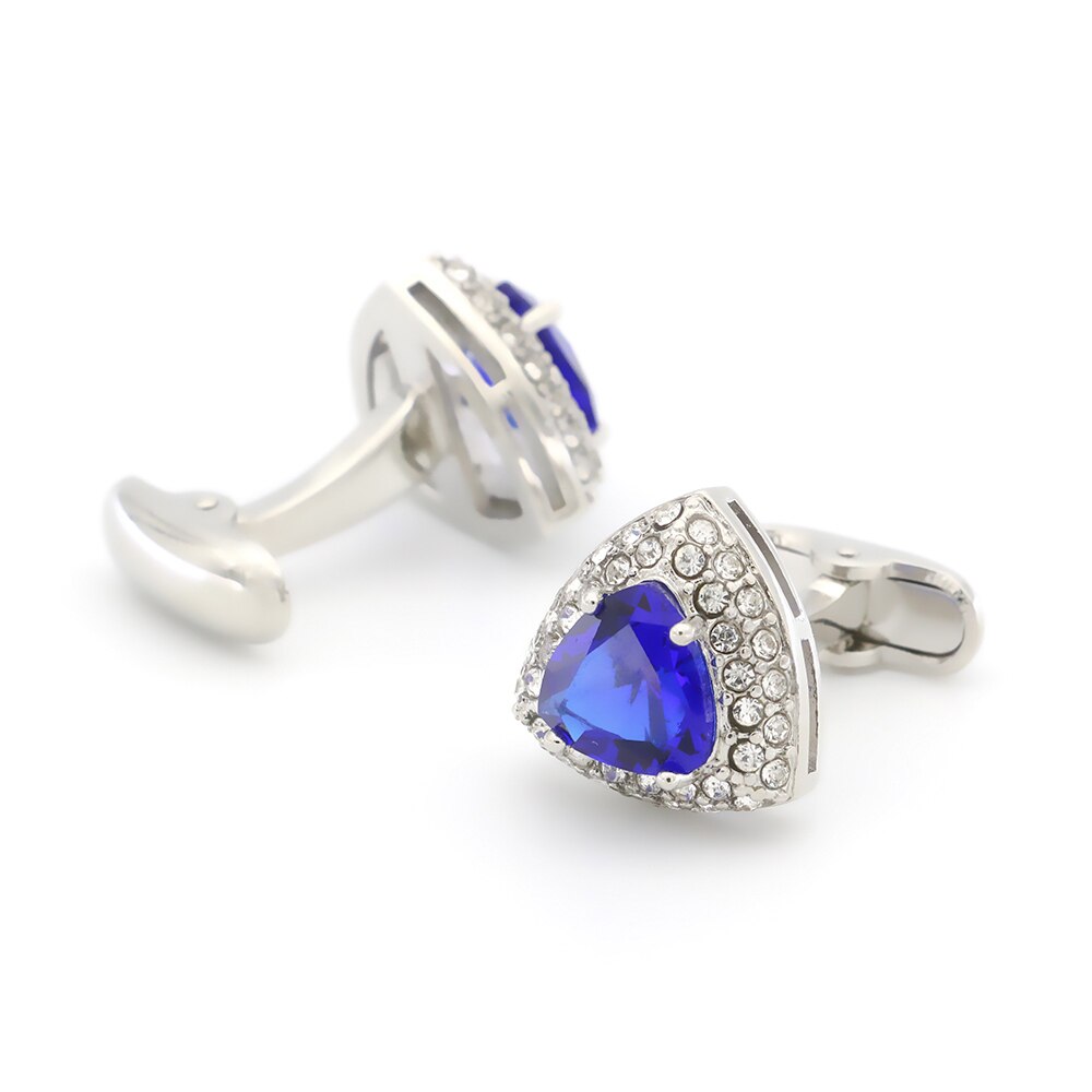 Manžetové knoflíčky Trojúhelník modrý krystal 