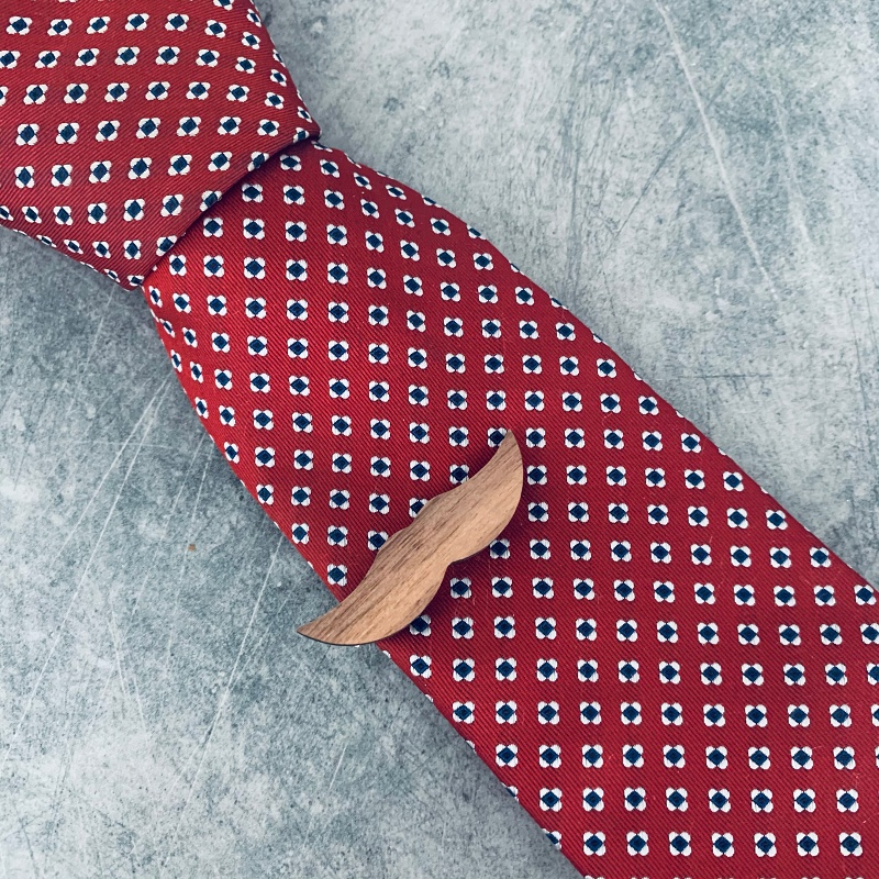 Dřevěný set - manžetové knoflíčky + spona na kravatu Knír