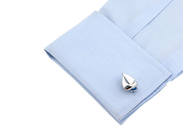 Manžetové knoflíčky modrá Plachetnice + kotva 