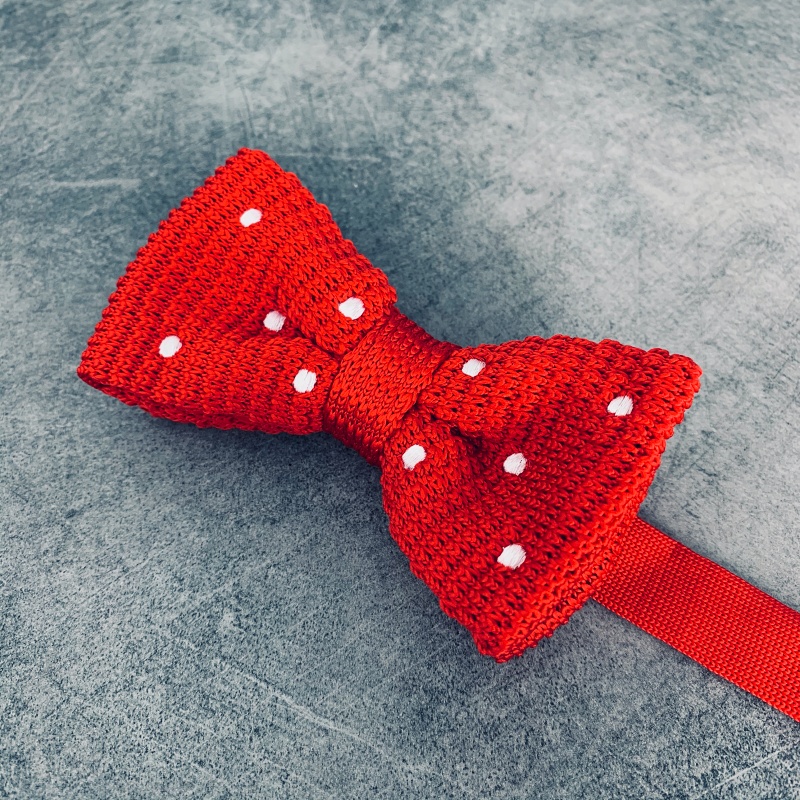 Červený pánský motýlek Knit Dot