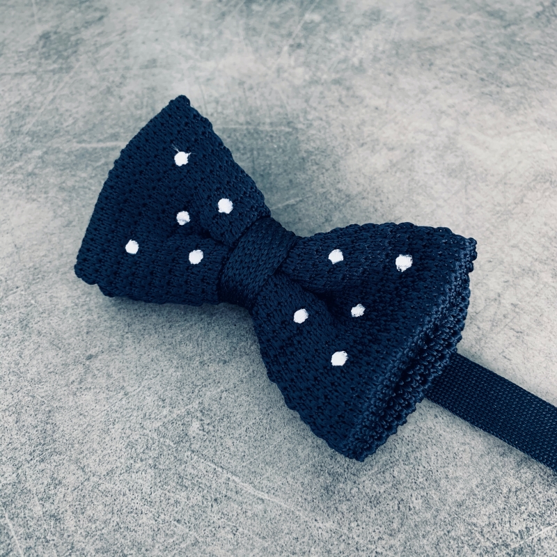 Modrý pánský motýlek Knit Dot