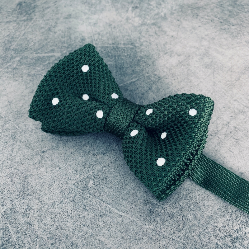 Zelený pánský motýlek Knit Dot
