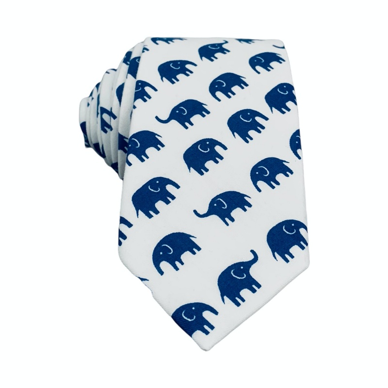 Bílo - modrá kravata Slon 
