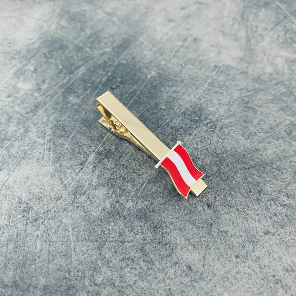 Zlatá spona na kravatu Vlajka Rakousko 