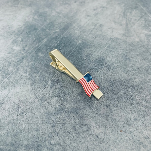 Zlatá spona na kravatu Vlajka USA