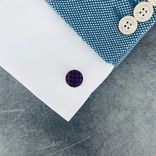Červeno - modré manžetové knoflíčky Houndstooth
