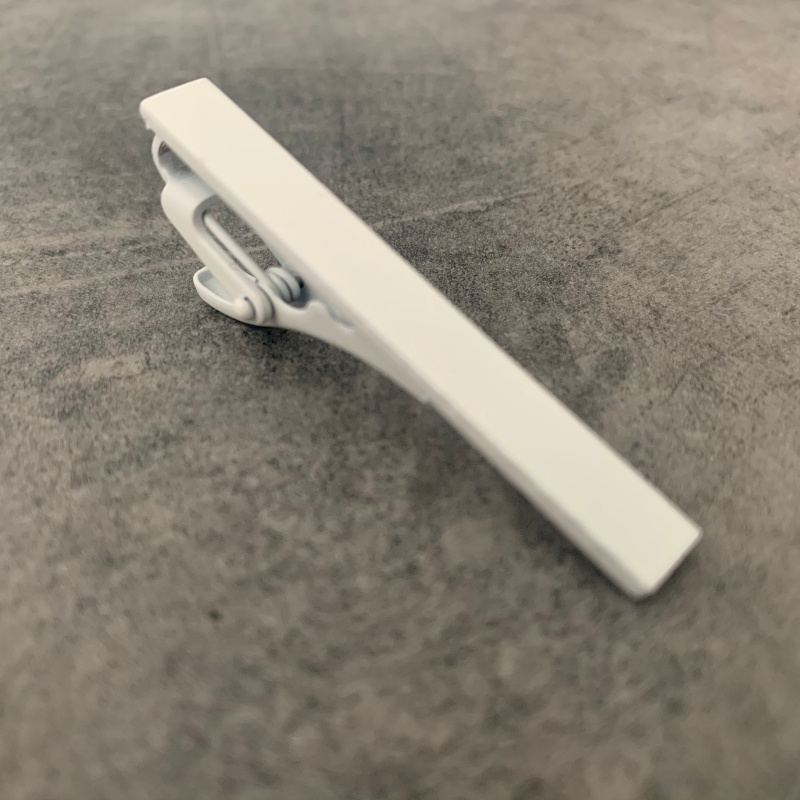 Bílá matná spona na kravatu Matte - 5 cm 