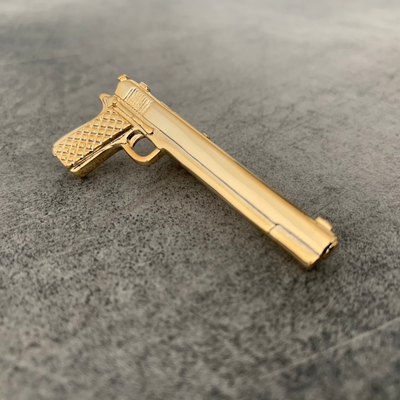 Zlatá spona na kravatu Pistole 9MM