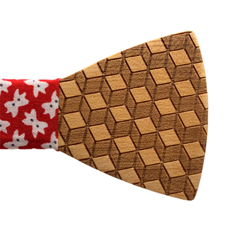 Dřevěný pánský motýlek 3D Kostka Motýle 