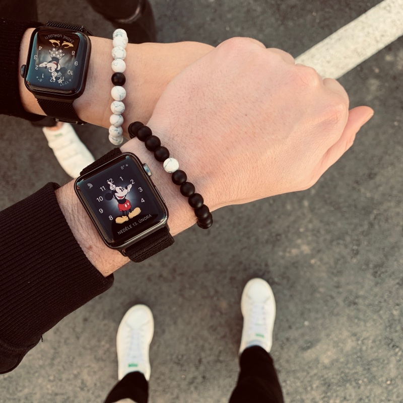 Černo - bílý set pánský a dámský náramek Couple 