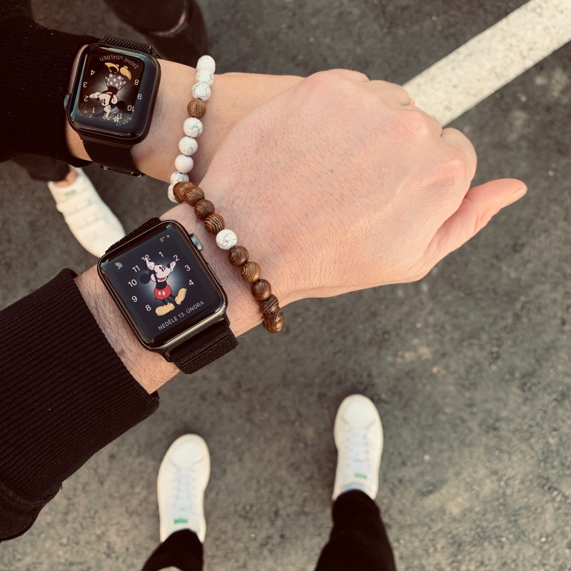 Hnědo - bílý set pánský a dámský náramek Couple 