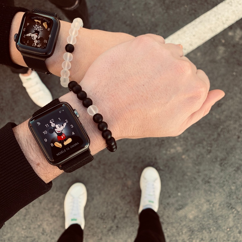 Černo - průhledný set pánský a dámský náramek Couple 