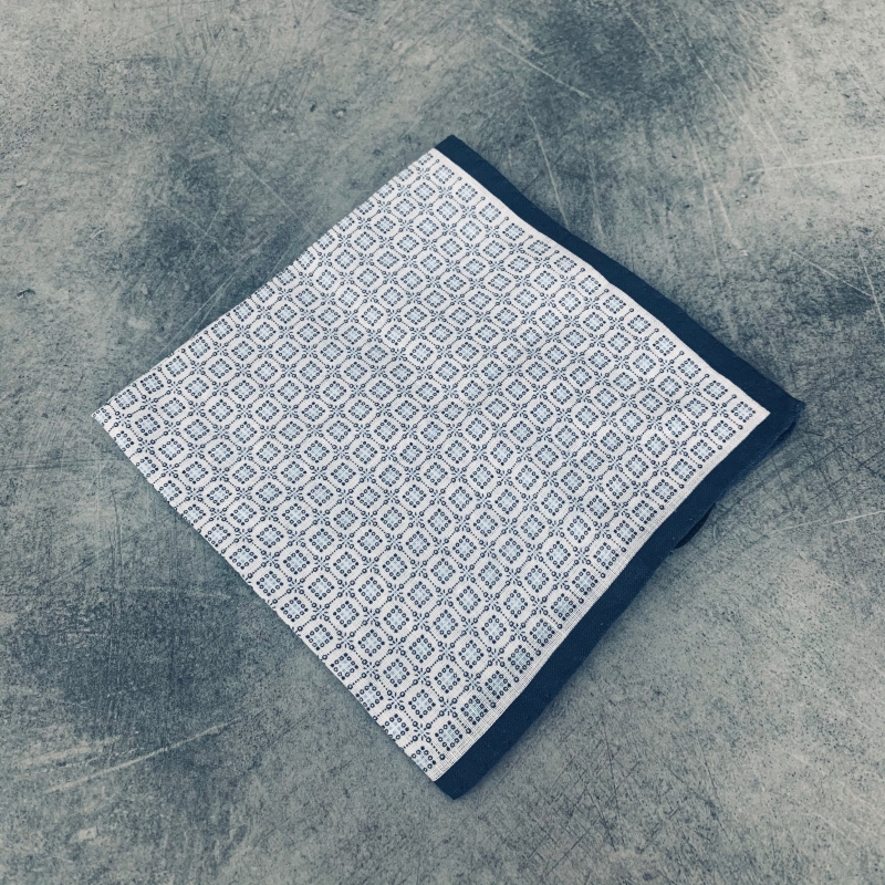 Modro - bílý kapesník do saka Blažek Šachovnice ornament