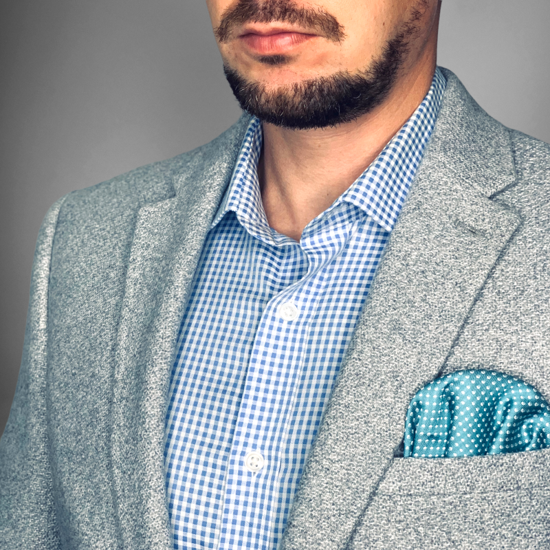 Tyrkysovo - bílý kapesník do saka Dots